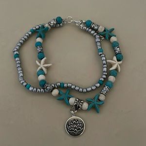 NWT Multi Two Strand Colored Bracelet Starfish Fits Up To 9”